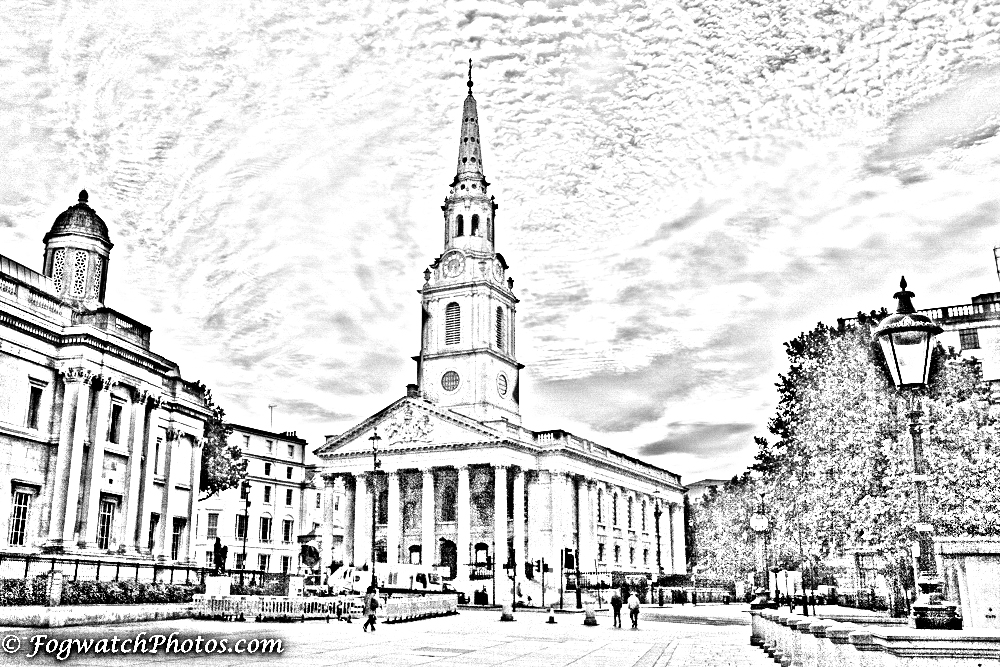 St Martin in the Fields rendered as a drawing