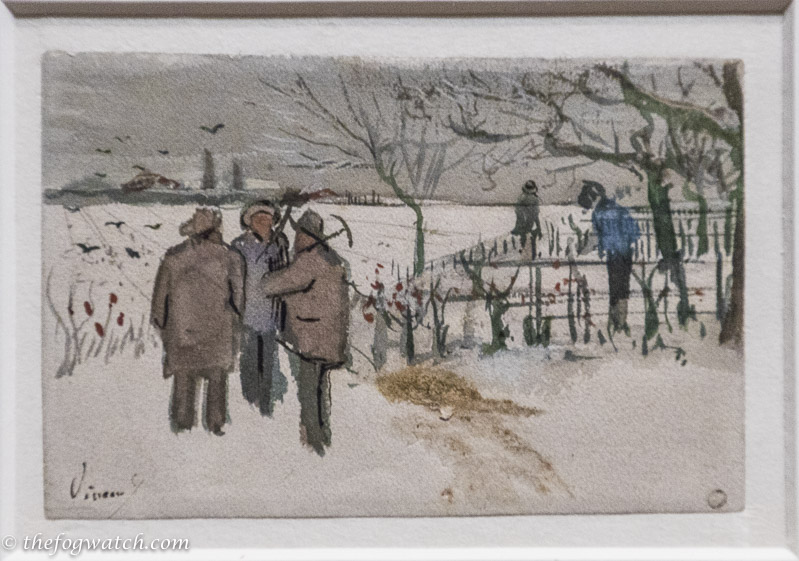Sketch of miners in the snow