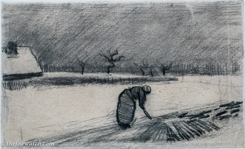Woman with a fork in a Winter landscape