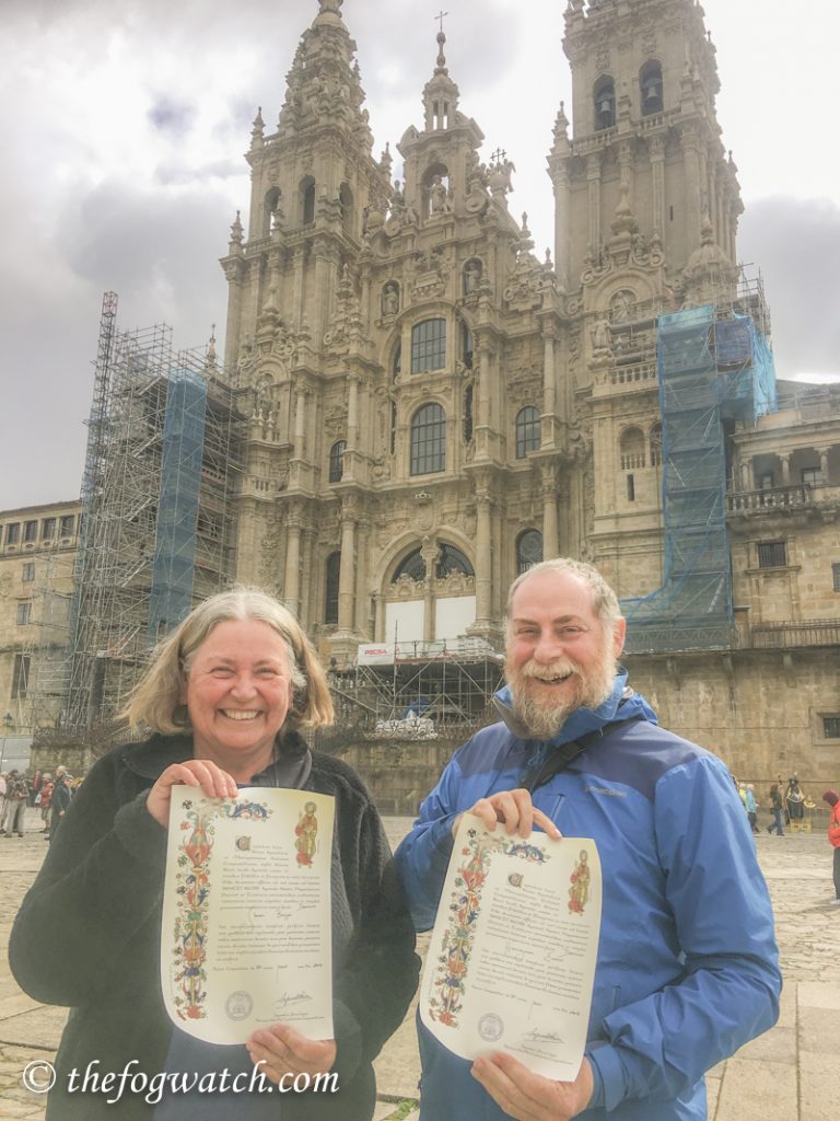 Sharon and Jerry with compostelas
